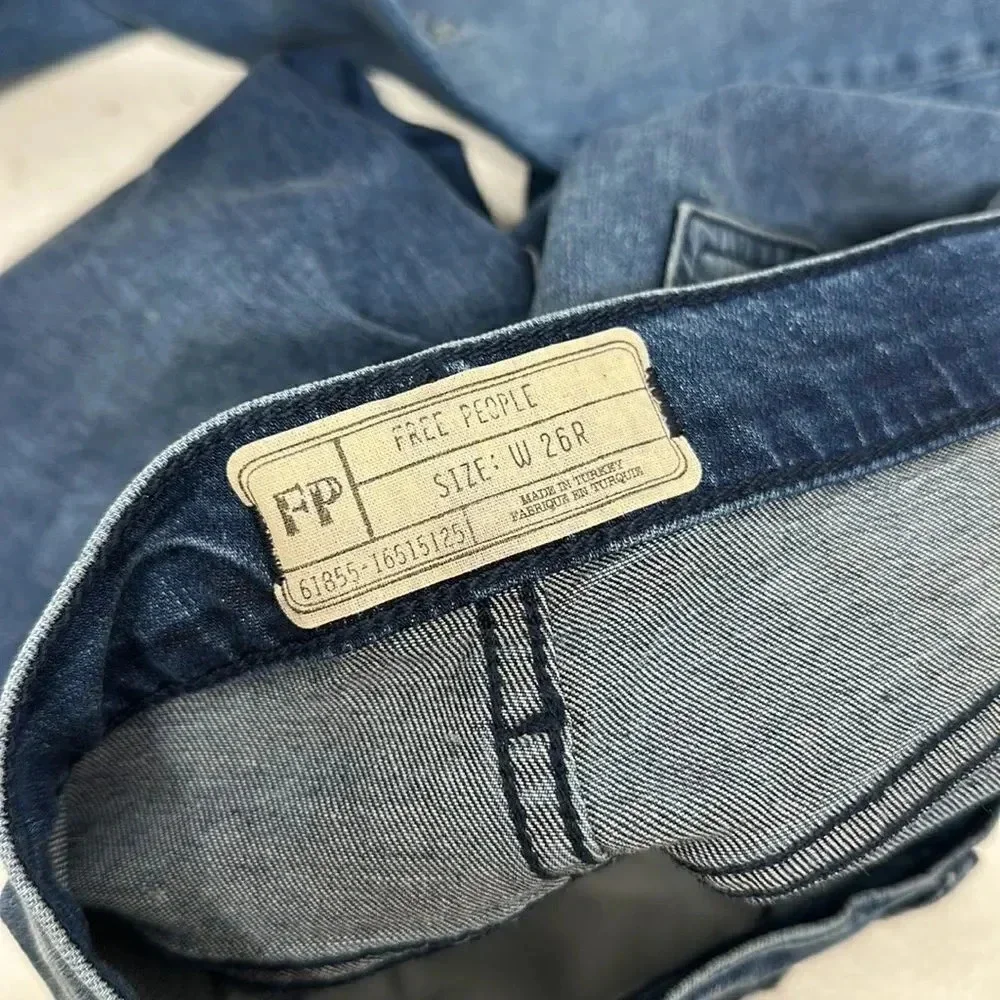 Free People Jeans Denim High Rise Stretch Skinny Distressed Jean Blue Size 26 R